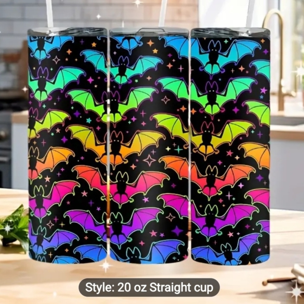 Halloween Colorful Bats Galore Stainless Steel 20 Oz. Tumbler